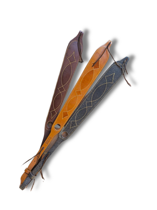 Padded Leather Fancy Stitch Rifle Sling
